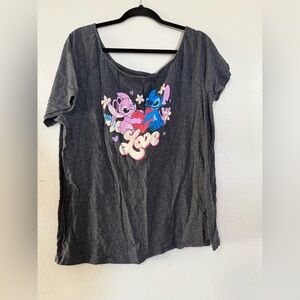 Disney Charcoal T-Shirt with Blue and Pink Graphic